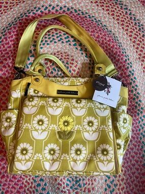 Petunia Pickle Bottom Yellow Floral Tote with Front Pocket